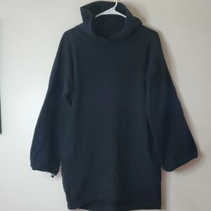 Womens Black Cotton Spandex Hooded Sweater Dress Tunic Size Medium